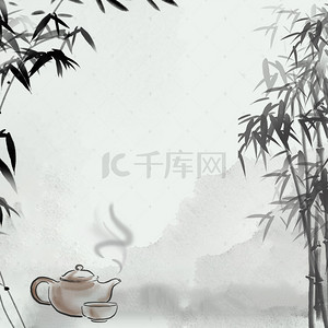 茶叶素材背景图片_水墨淡雅中国风茶叶PSD分层主图背景素材
