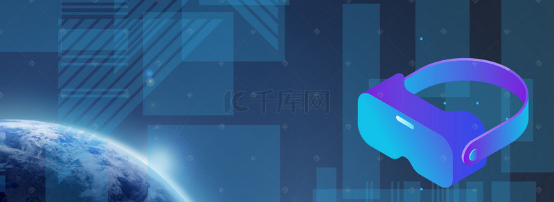 banner宇宙背景图片_高端VR眼镜促销几何科技banner