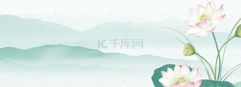 花鸟背景素材背景图片_彩色水墨中国画banner海报