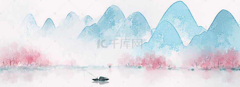 中国风风景素材背景图片_中国风背景粉色桃花下载