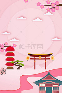 日系日本旅游背景图片_日本日系樱花背景海报