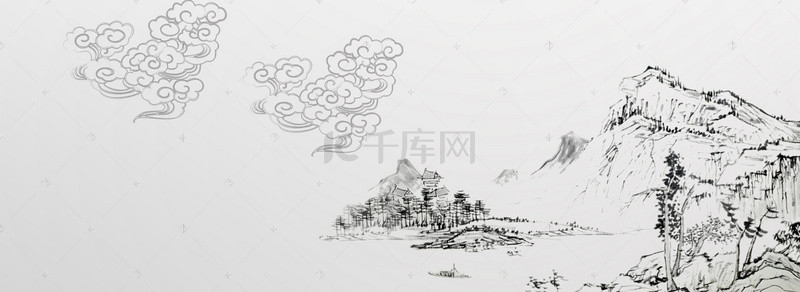 古代风素材背景图片_创意水墨复古中国风banner