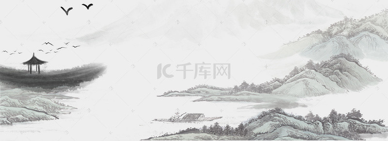 中国风复古淡雅背景图片_中国风复古传统水墨海报