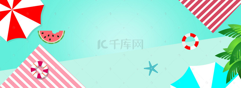 夏日撞色背景图片_夏日清新同色系撞色蓝色淘宝banner