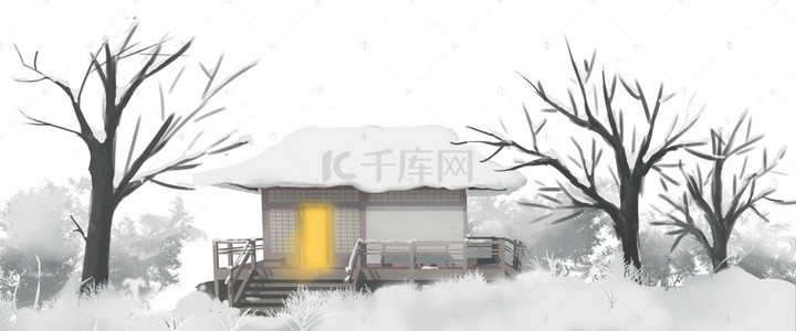 手绘大雪背景图片_中国传统二十四节气节气大雪主题背景