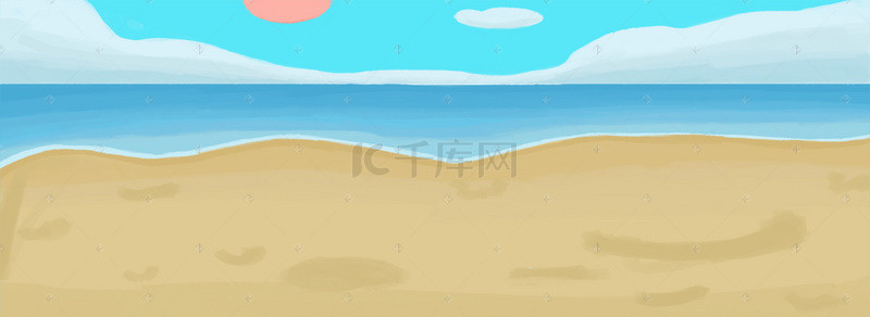 卡通海洋蓝色背景图片_蓝色的沙滩免抠图