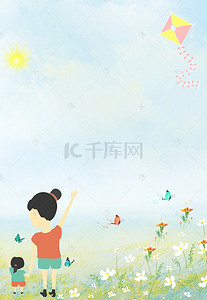 儿童节日手绘插画背景图片_母亲节温馨海报背景