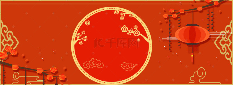 红色中国风古典红色Banner背景