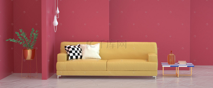 家居欧式背景图片_C4D家具背景家装节海报沙发空间
