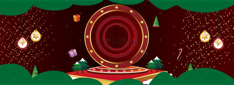 圣诞麋鹿背景图片_绿色清新卡通圣诞节促销电商banner