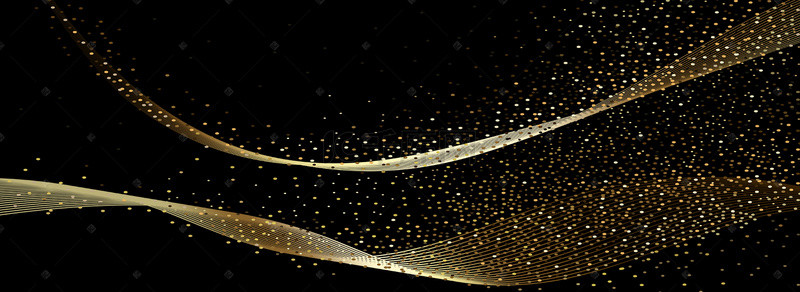 黑色高端展板背景图片_线条科技几何金色质感黑色背景