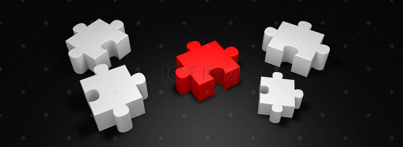 拼图团结领导红色拼图金融商业商务背景