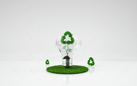环保绿色能源背景图片_创意绿色环保灯泡图片