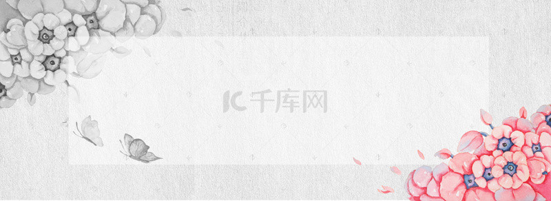 清新水彩背景素材背景图片_感恩节浪漫花朵清新banner海报背景