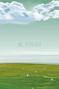 创意绿色中国背景图片_清明节绿色草地psd分层banner