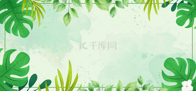 夏季女装绿色背景图片_夏季小清新绿色电商背景海报