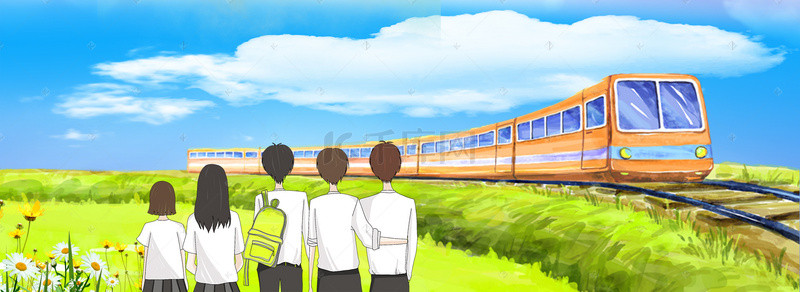 双流区旅游地图背景图片_春天学生坐火车旅游