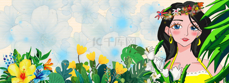 女王节女装背景图片_鲜花丛里的女王电商淘宝背景