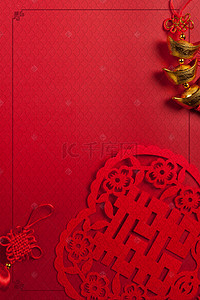 中式婚礼背景背景图片_创意合成婚礼请柬背景