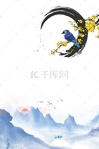 商机背景背景图片_中国风算盘与金币与桂花商务背景素材