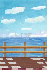 免抠图天空背景图片_卡通蓝色天空和海洋免抠图