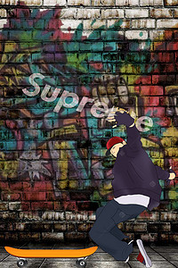 嘻哈帽子背景图片_街头嘻哈墙面广告背景