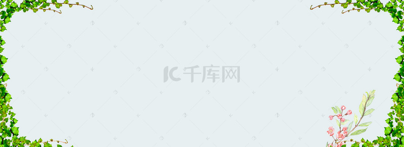 简约叶子banner背景图片_花瓣简约蓝色banner背景