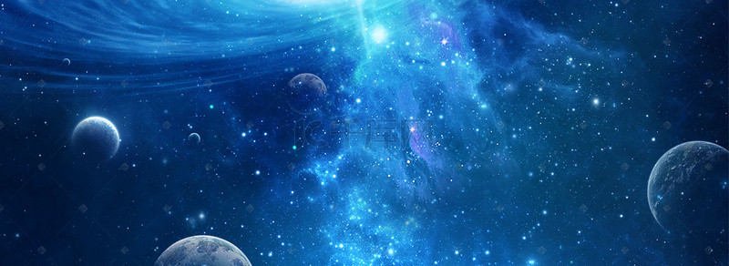 宇宙背景图片_蓝色科技星球宇宙唯美背景