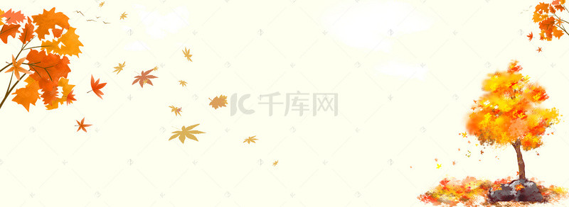 文艺清新秋天枫叶背景图片_秋天枫树林文艺黄色banner