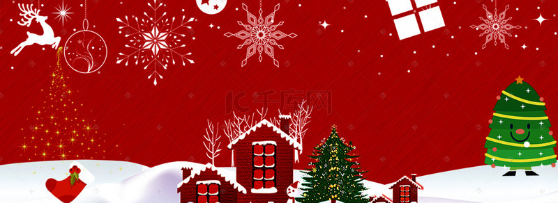 红色圣诞背景图片_圣诞节卡通红色banner