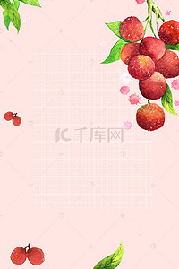 夏季叶子海报背景图片_夏天热销水果荔枝海报