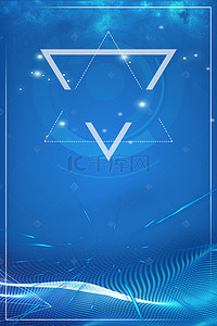 易拉宝背景图片_线条科技蓝色边框海报背景