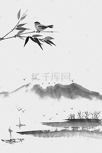 复古水墨风山水画背景图片_复古水墨山水工笔画背景模板