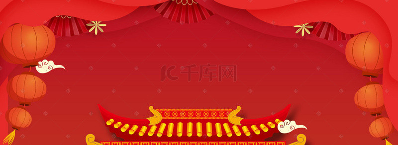 天猫新年促销背景图片_新春年货节红色中国风海报背景