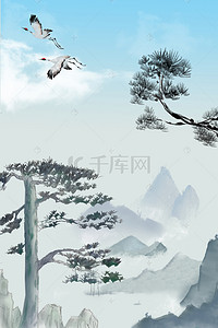 黄山迎客松雪背景图片_黄山旅游海报背景模板