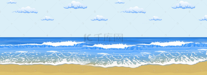 大海水彩背景图片_大海沙滩广告背景