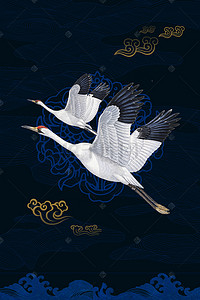 起飞背景图片_国际中国风仙鹤起飞古风海报背景