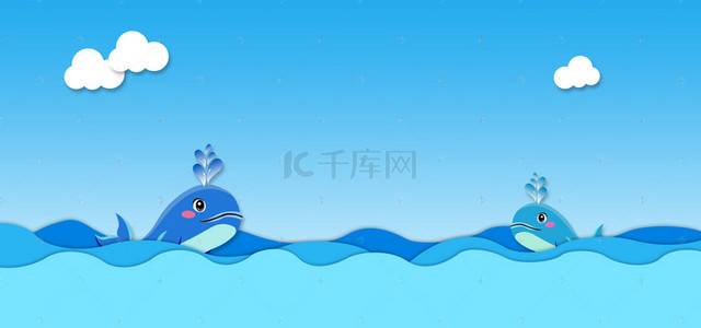 夏天背景图片_夏日海洋鲸鱼banner