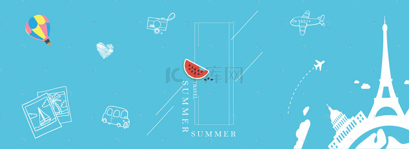 暑期大促背景图片_天猫狂暑季夏季旅游简约banner