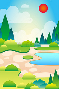 绿色植物海报背景背景图片_手绘卡通游乐园海报背景