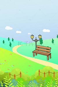 路灯模板背景图片_夏季公园风景背景模板