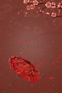 中国红色古典风背景图片_古风红色工笔画背景