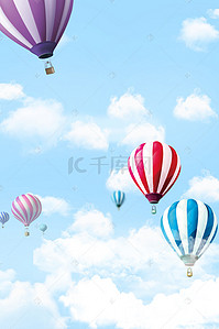 推广卡通背景图片_创意版式热气球宣传推广