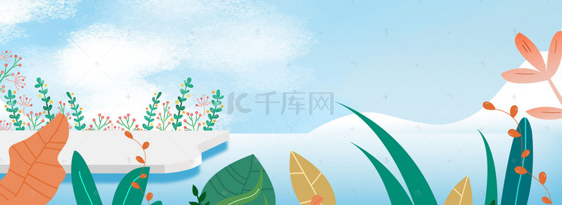 清新补水海报背景图片_蓝色小清新花朵春季上新海报