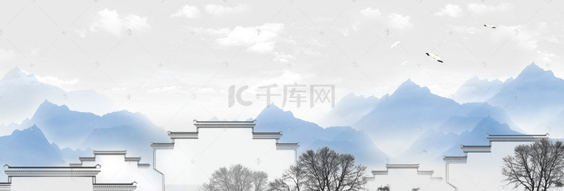 大气建筑背景图片_古风意境海报banner