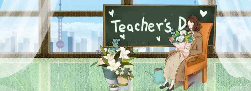老师卡通背景图片_创意合成教师节背景