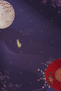 紫色花伞背景图片_复古风中国风花伞海报