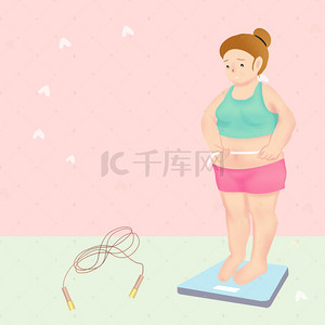 卡通手绘减肥健身锻炼海报背景素材