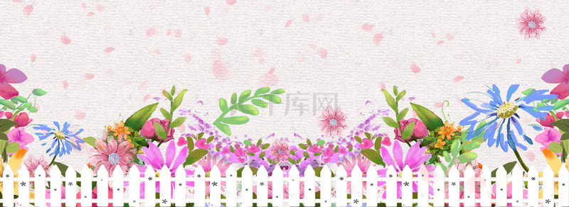 春季文艺手绘花朵淘宝海报背景