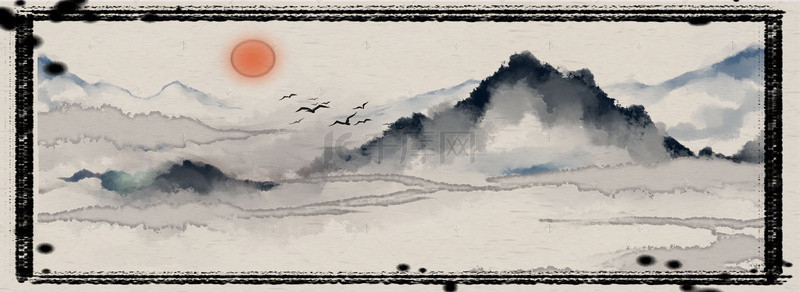 中国风画框背景图片_淘宝中国风古风水墨画框
